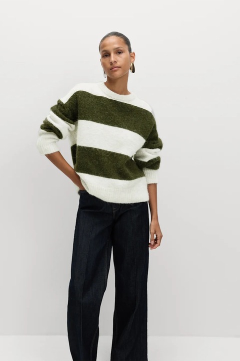 Marks & Spencer, Pulover lejer, Alb/Kaki inchis