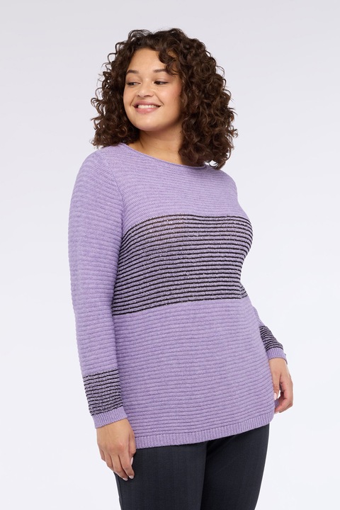 Fiorella Rubino, Pulover din amestec de lana cu dungi si paiete, Lila