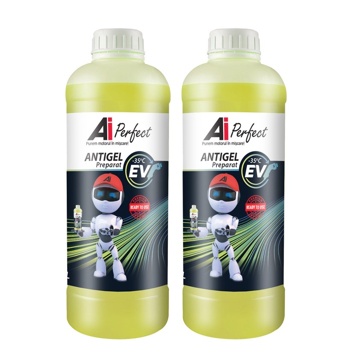 Pachet 2 litri Antigel AiPerfect EV (Electric Vehicle) Gata Preparat pana la −35∘C, Culoare Galben