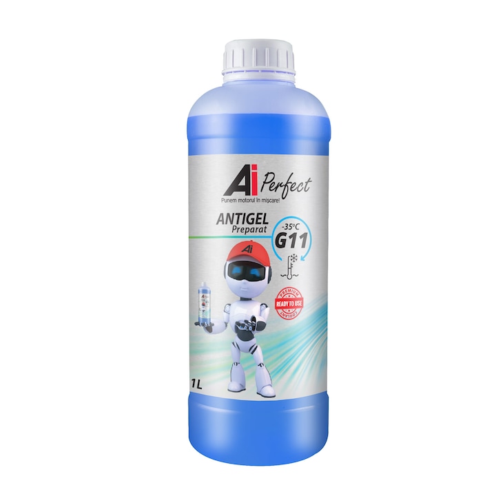 Antigel AiPerfect G11R - 1 Litru, Gata Preparat pana la -35 grade C, Silicat (Culoare Albastru)