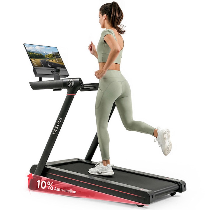 Banda de alergare Yesoul T3 Plus, inclinare 10%, pliere hidraulica, viteza maxima 14km/ora, negru - Imaginea 7 din 10