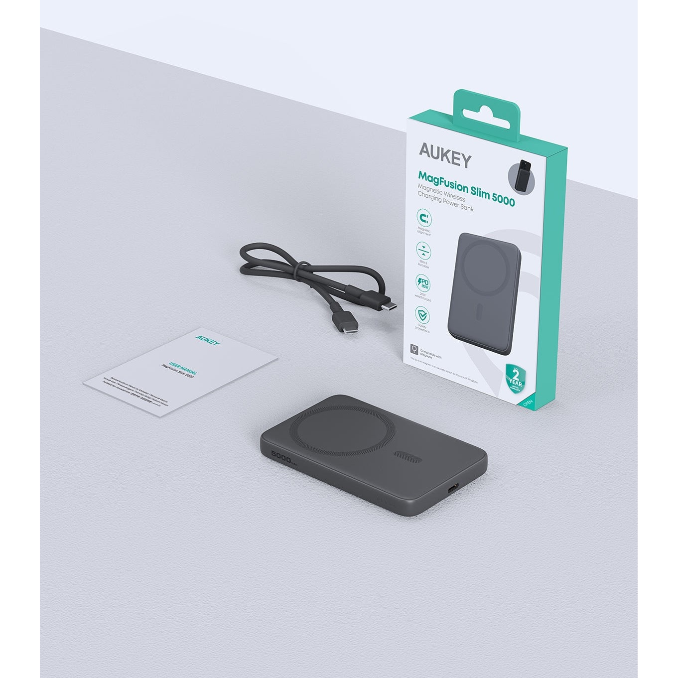 Baterie externa, Powerbank AUKEY 5000 mAh MagSafe – incarcare