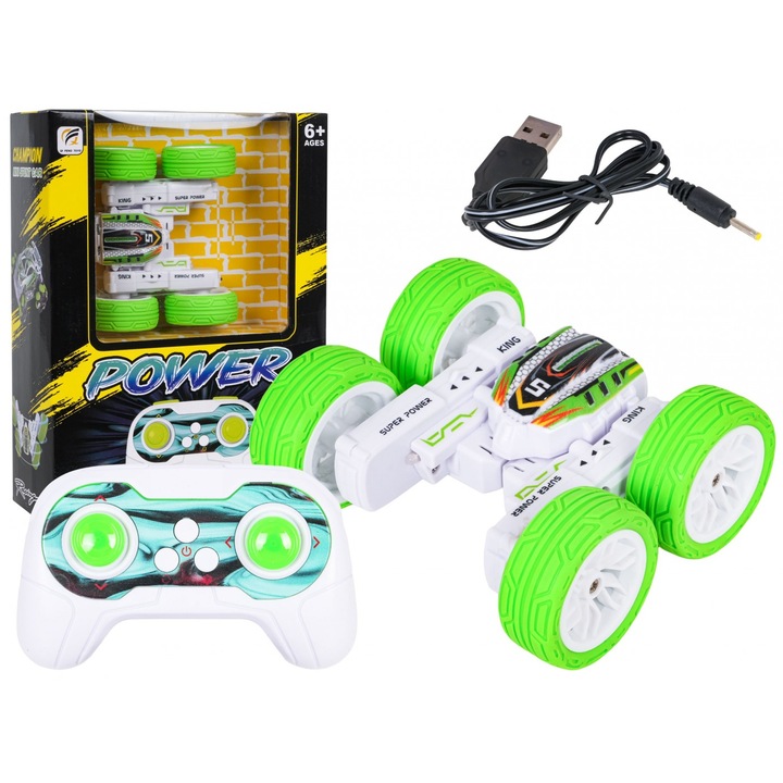 Masinuta RC de cascadorii cu telecomanda cu lumini si anvelope de cauciuc „Power Stunt 132”