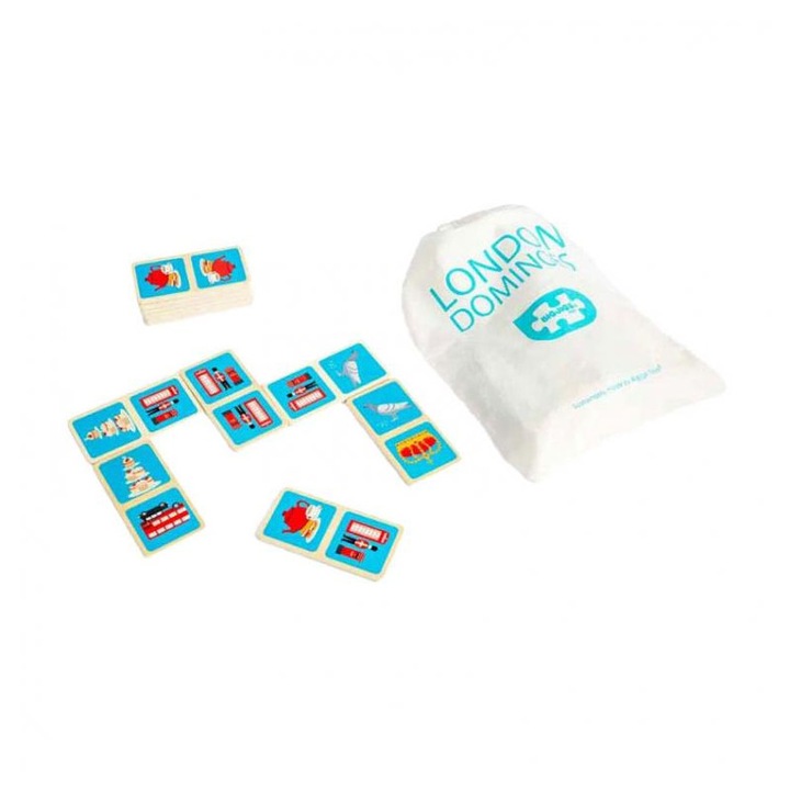 Bigjigs London-dominó játék fából, 28 darabos