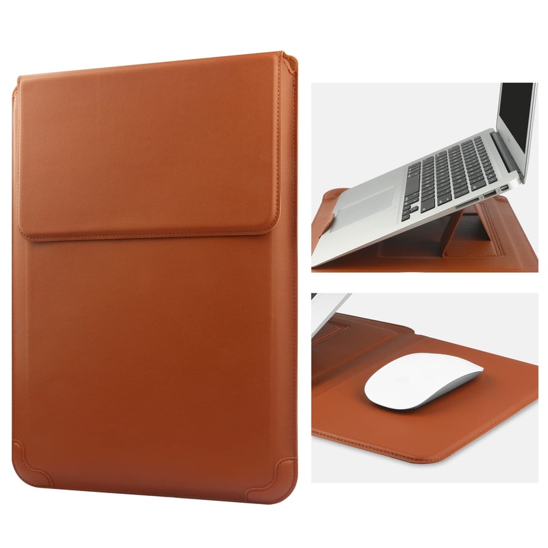 Husa laptop 13.3-14 inch cu suport reglabil maro impermeabila