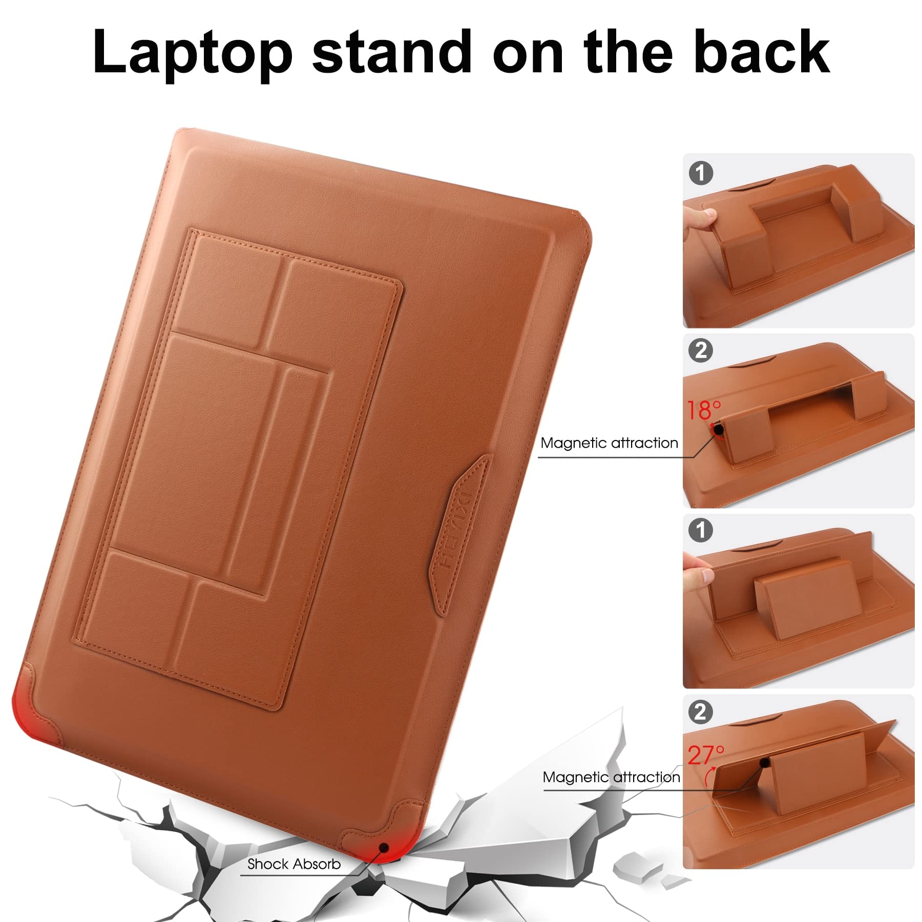 Husa laptop 13.3-14 inch cu suport reglabil maro impermeabila