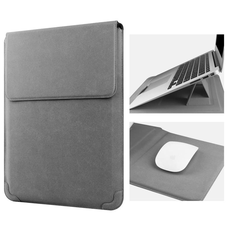 Husa laptop 13.3-14 inch, suport reglabil, mouse pad integrat, impermeabil, gri