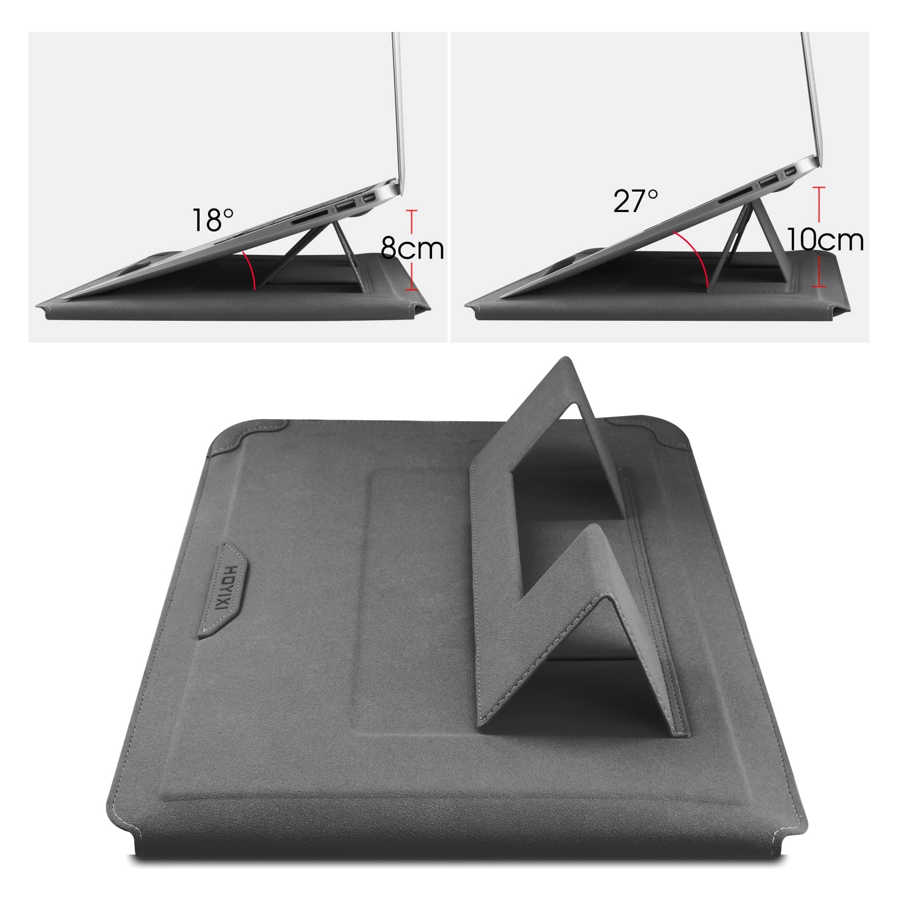 Husa laptop 13.3-14 inch, suport reglabil, mouse pad integrat, impermeabil, gri