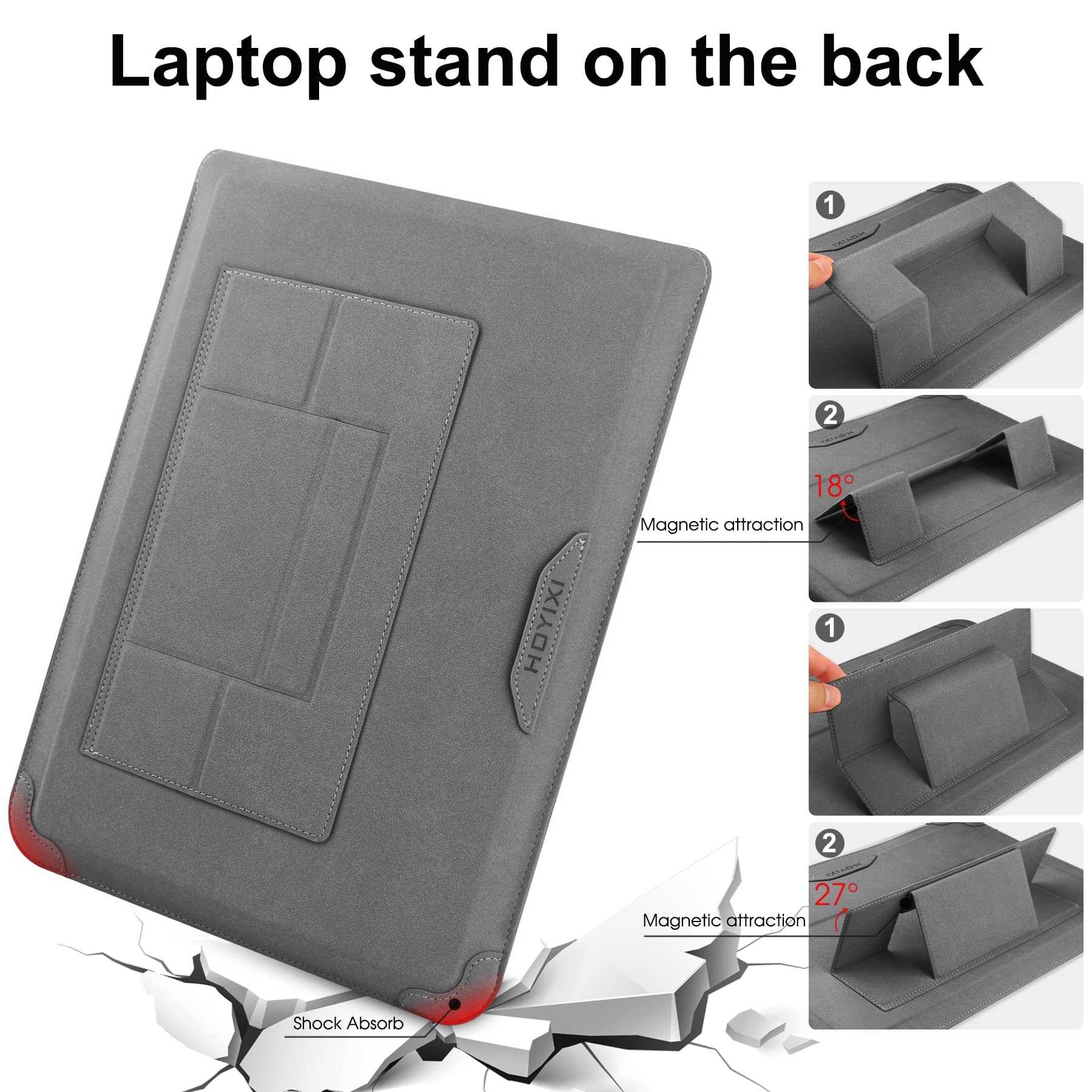 Husa laptop 13.3-14 inch, suport reglabil, mouse pad integrat, impermeabil, gri