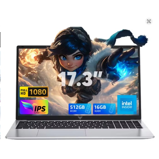 Laptop Gaming 17.3" ACEMAGIC Intel Celeron N97, 16GB RAM DDR4, 512GB SSD, 1920*1080 IPS, Quad-Core-12 Alder Lake, Windows 11, Intel® UHD Graphics, 6000mAh, Argintiu