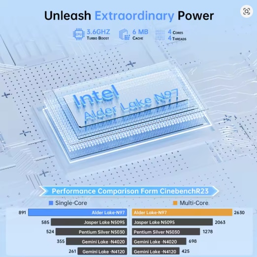 Laptop Gaming 17.3" ACEMAGIC Intel Celeron N97, 16GB RAM DDR4, 512GB SSD, 1920*1080 IPS, Quad-Core-12 Alder Lake, Windows 11, Intel® UHD Graphics, 6000mAh, Argintiu