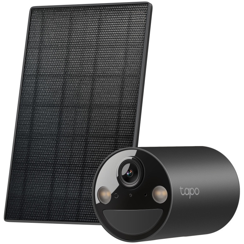 Kit camera de supraveghere + panou solar TP-Link Tapo C411 KIT, 3MP, 2K 2304x1296, Color Night Vision, Two-Way Audio, detectie AI, alarma luminoasa si sonora, acumulator, montare f