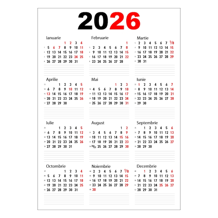 Calendar de perete A2, printat foto, 42x60cm, buline adezive din silicon