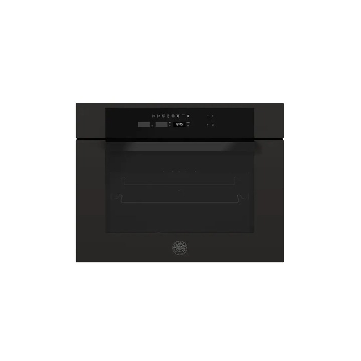 Cuptor cu microunde Combi 2in1 Bertazzoni, 38 litri, colectie Modern, clasa A, 7 functii, 5 trepte putere, functie grill, convectie, 2 rafturi cuptor, functie Booster de gatire rapida, panou control mecanic si tactil, ecran LCD, 3400 W, negru