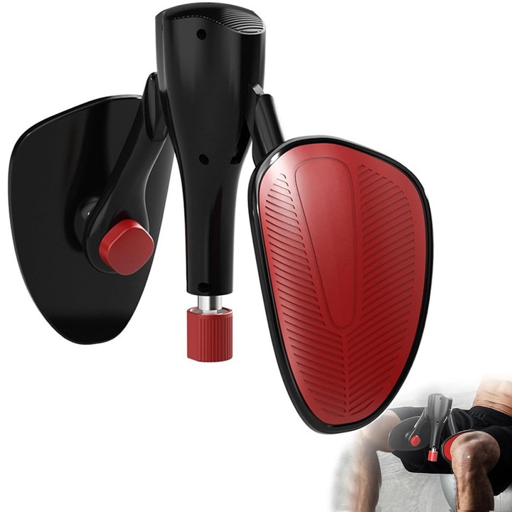 Combizom edző készülék, asskanaer, Állítható medencefenék izom edző, Thigh master, 7-16kg állítható ellenállás, Forgó karokkal, Ergonomikus kialakítás, Tónusosításra, fitneszre, szülés utánra, PP/TPE, 22*11cm, Fekete/Piros