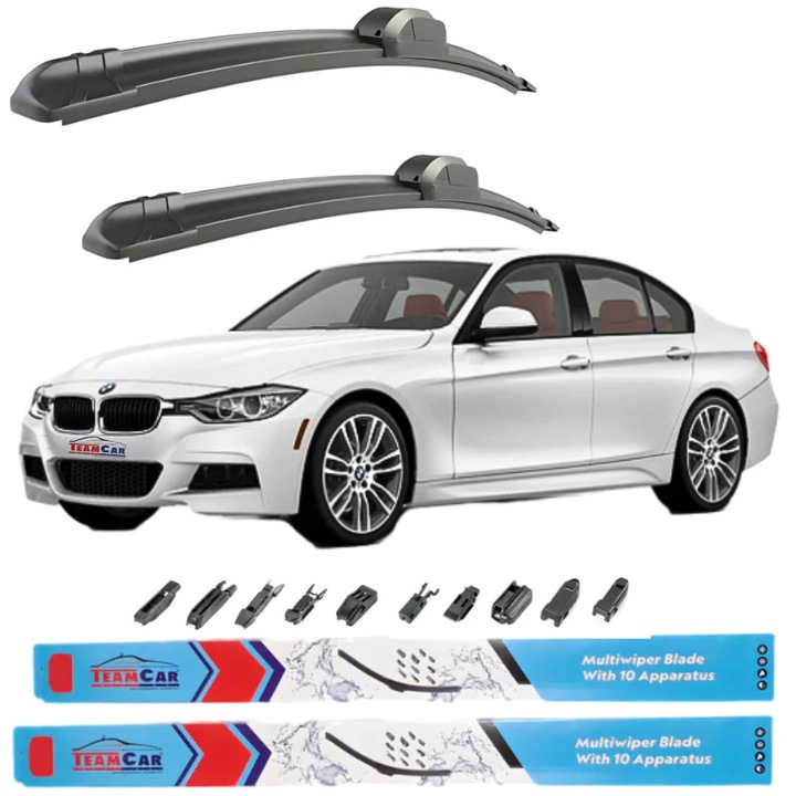Stergatoare TeamCar BMW Seria 3 F30/F31/F34, set fata, 26" + 18", cauciuc grafitat, montaj rapid