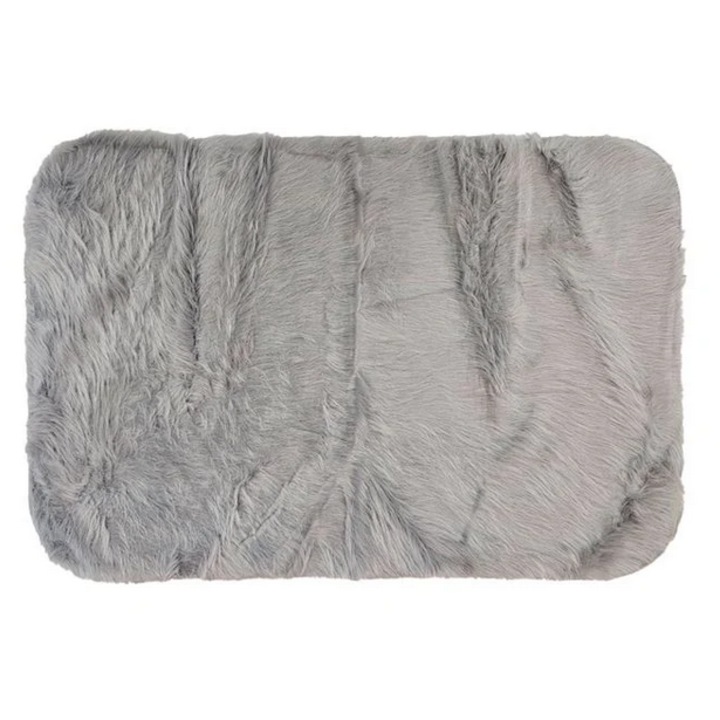 Covoras Decorativ AB HOMES din Imitatie de Blana Gri, 120x80 cm, Modern si Cozy