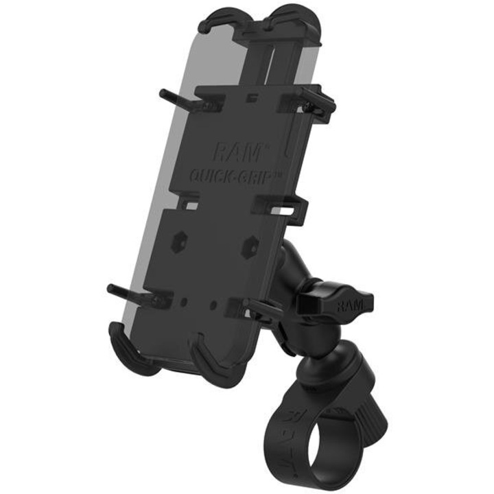 Suport telefon Ram Mounts Quick-Grip XL, cu baza de ghidon, negru