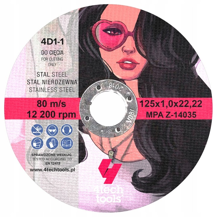 Disc de taiere 4techtools pentru metal, otel si Inox, 125x1 mm, diametru gaura 22.2 mm, plat