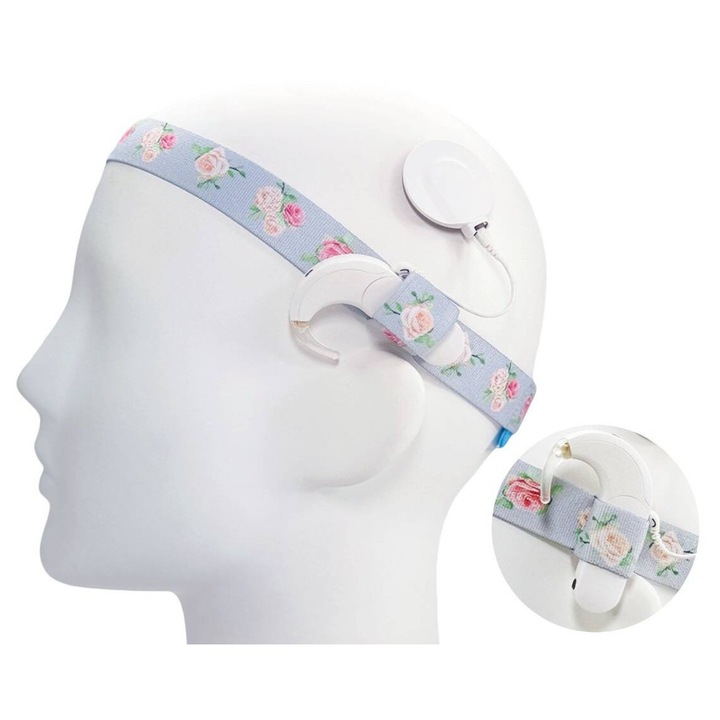 Banda Pentru Procesoare De Vorbire, Smartear, Easyflex Pro, Permite Purtarea Procesoarelor Vertical Sau Orizontal, Faciliteaza Purtarea Procesoarelor De Vorbire, Reglaj Pentru Ajustare Individuala, Solida, Moale Si Flexibila, Model Cu Trandafiri