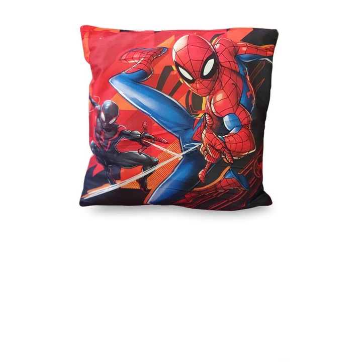 Gyermek párna, 45x45 cm, rajzfilmfigurákkal, puha és kényelmes, Pók, ideális ajándék, Karácsony