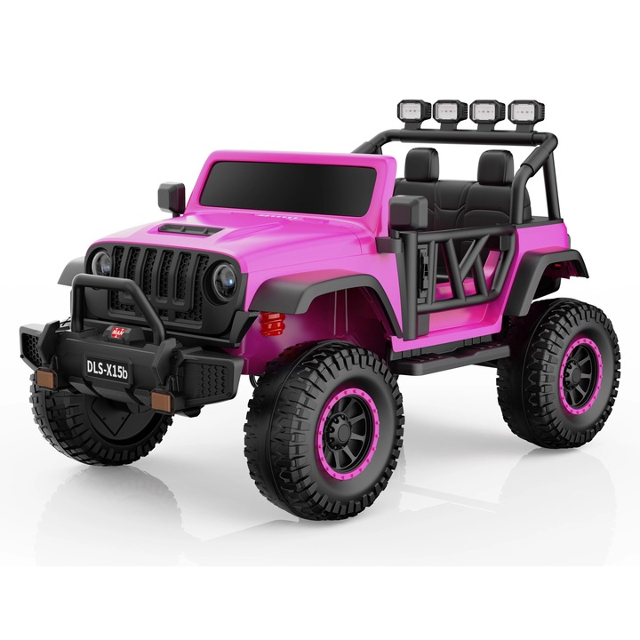 Mamido Електрическа кола бъги BIG FOOT 4x4 розова 24V, 800W, 60 кг, EVA, LED, 2,4 GHz, Екологична кожа