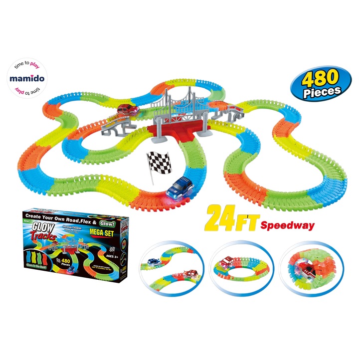 Mamido Pista autó világító Glow Tracks 480 darab, 730 cm