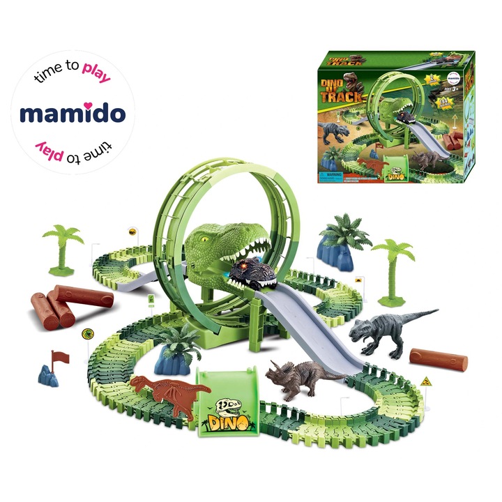Mamido Dinó versenypálya autókkal és állatokkal, 96 darabos MT1518