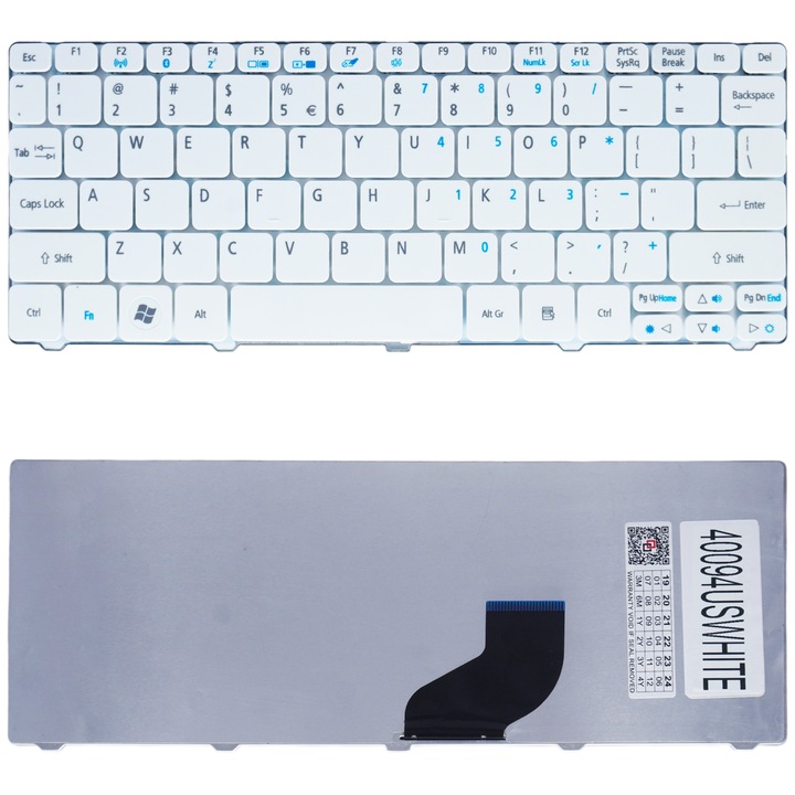 Tastatura laptop Acer Aspire One 521 522 532 532H 533 D255 D255E D257, alb, US
