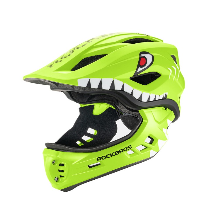 Каска за колоездене за деца Rockbros TT-32004 Shark, Размер M, 54-58cm, Зелена