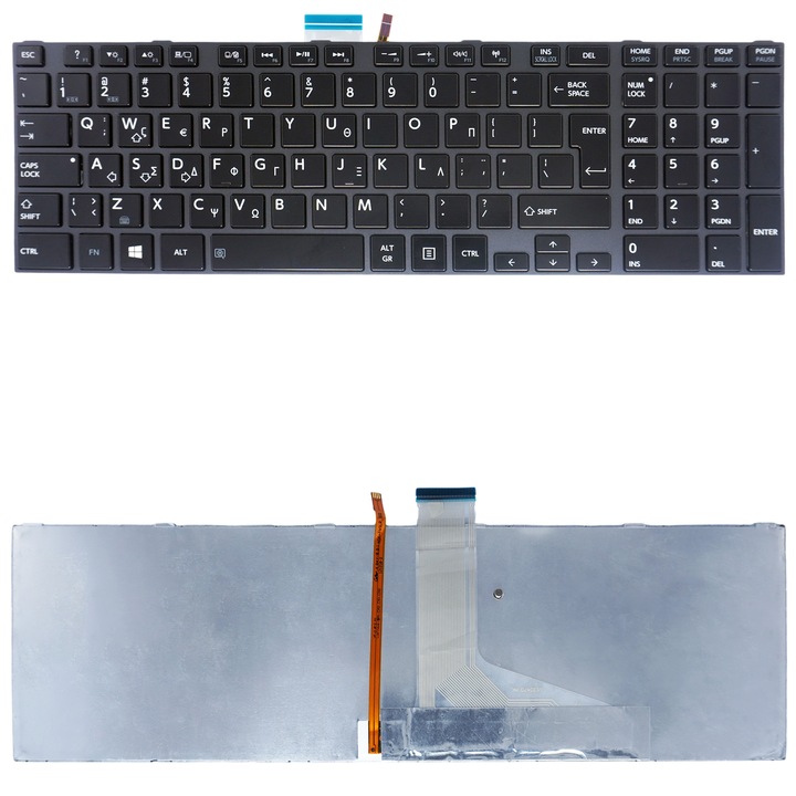Tastatura laptop TOSHIBA Satellite B554/K, iluminata, argintie, dimensiuni 30x45cm, set complet