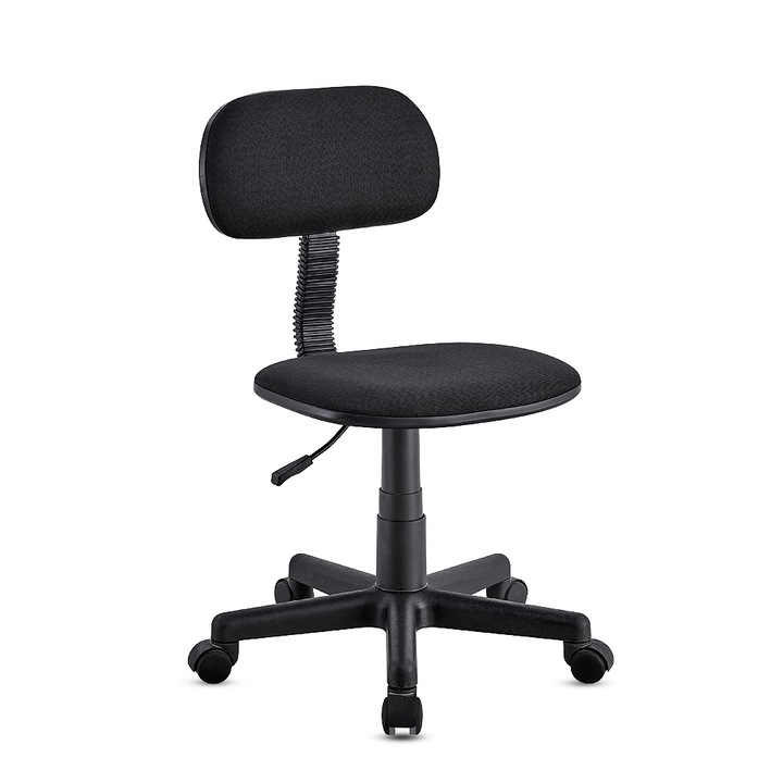Scaun Birou Kiwari® Fen, Spatar si Sezut Tapitat, Reglabil pe Inaltime, Roti duble, Compact, Capacitate 120 kg, Negru