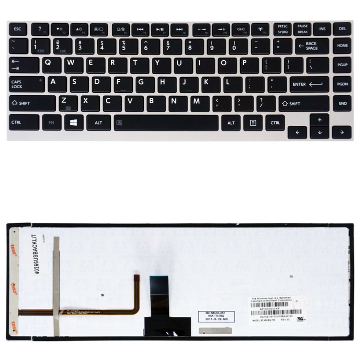 Tastatura laptop Toshiba Satellite U800 U830 U840 U900 U920 U940 U945 U945W Portege Z830 Z835 cu iluminare de fundal