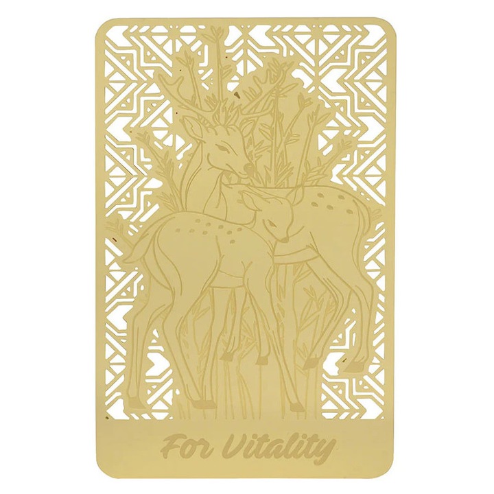Card Portofel Auriu cu Cerb Vindecator 2026 GOBI® feng shui