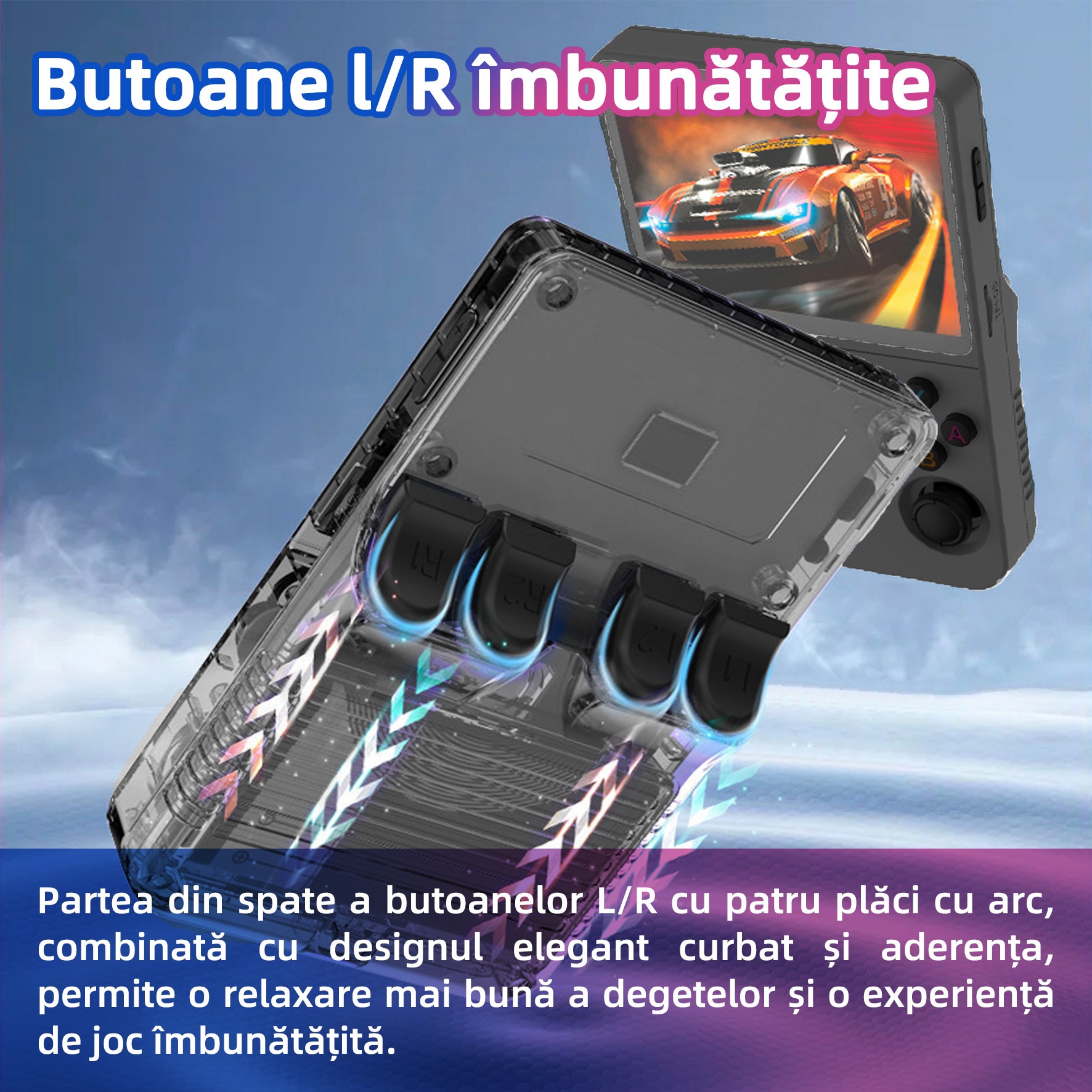Consola jocuri retro portabila, Yulinland®, 64G, 17.000+ jocuri preinstalate, Suport 10 emulatoare, IPS LCD 3.5" 640x480, Sistem Linux open source, Transparent negru