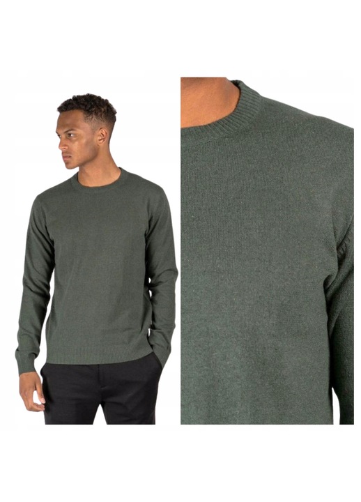 Pulover Barbati, Marcus, Strik Dustin, Regular Fit, Maneci Lungi, 70% Bumbac, 30% Poliester, Fara Inchidere, Design Simplu, Fara Buzunare, Verde, Verde
