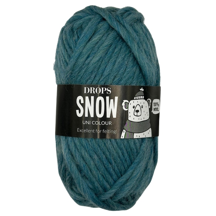 Fir gros 100% lana DROPS Snow – ideal pentru felting, tricotat si crosetat, 50g/50m – lana naturala certificata Oeko-Tex, Verde Marin