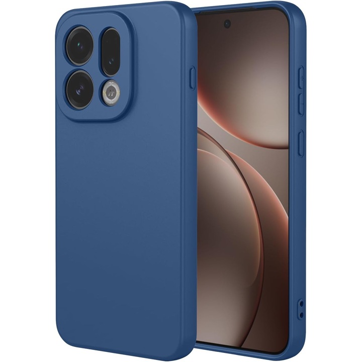 Калъф за Oppo Find X9 Liquid Silicone, тънък, подплатен с микрофибър, против отпечатъци, защита на камерата, тъмносин