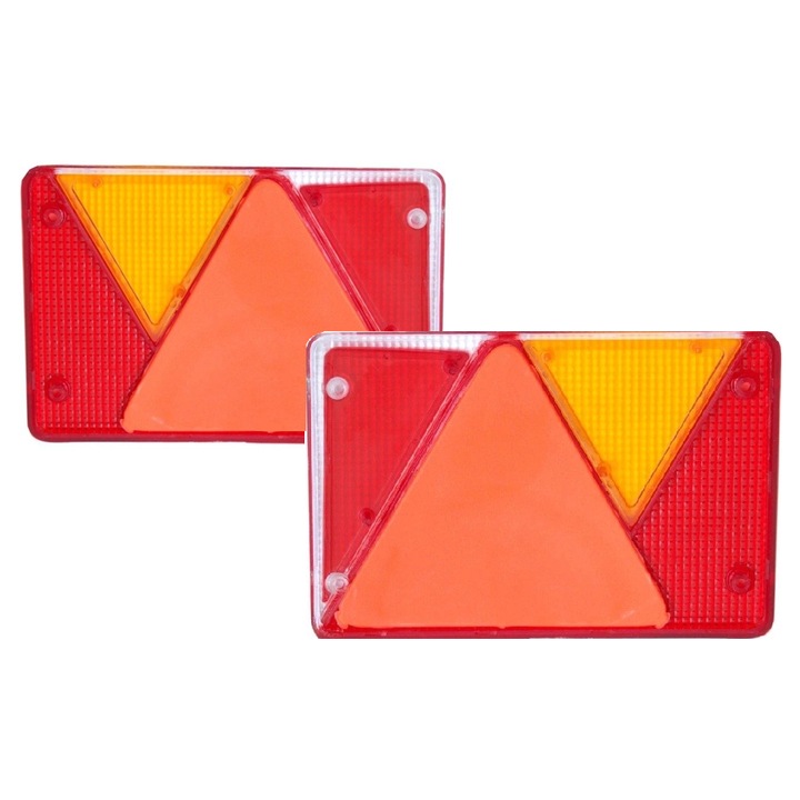 Set Carcasa Pentru Lampi Spate, Aspöck, Multipoint Iv, 200x136 mm, Material Abs, Functii Lumina De Pozitie, Semnalizare, Lumina De Frana, Lumina De Mers Inapoi, Lumina De Ceata, Triunghi Reflectorizant, Omologare E4, Rosu