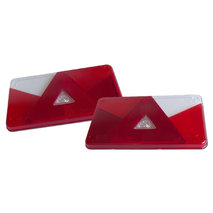 Set 2 Carcase Pentru Lampi Spate, Aspöck, Multipoint V, 238x140 mm, Material Abs, Homologare E9, Functii Lumina De Pozitie, Semnalizare, Lumina De Frana, Lumina De Mars Inapoi, Lumina Anticalcare, Triunghi Reflectorizant, Rosu