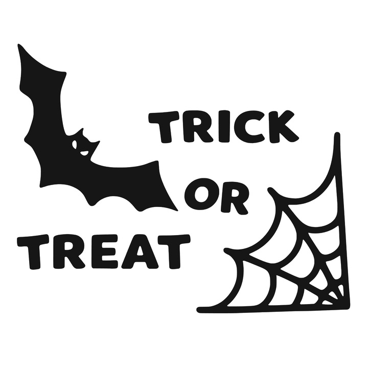 Sticker decorativ auto, liliac si panza de paianjen, trick or treat, 18cm, negru