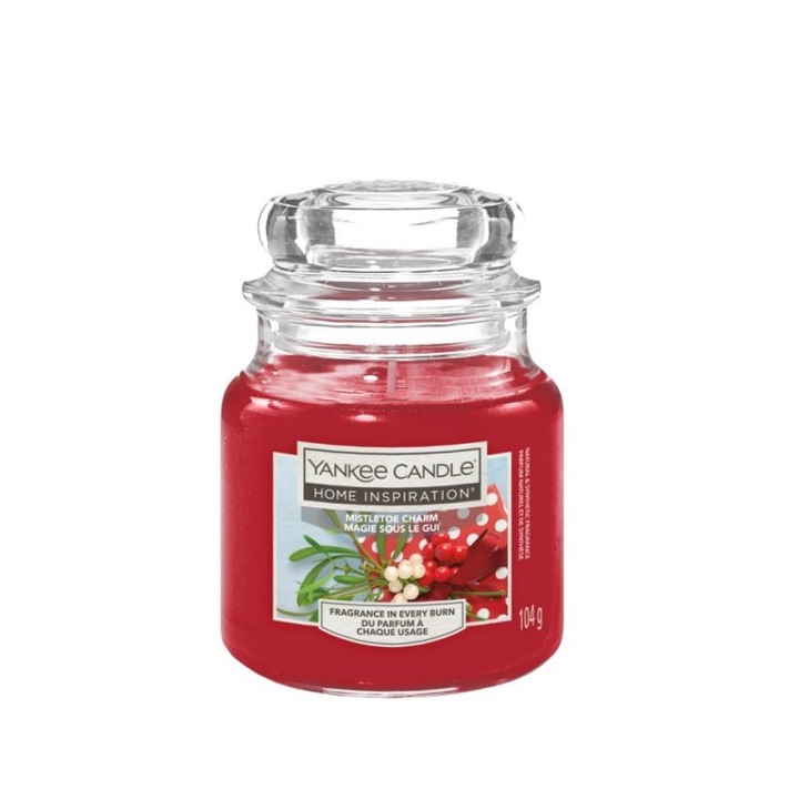 Ароматна свещ Mistletoe Charm Yankee Candle, мента, джинджифил, 10х10см