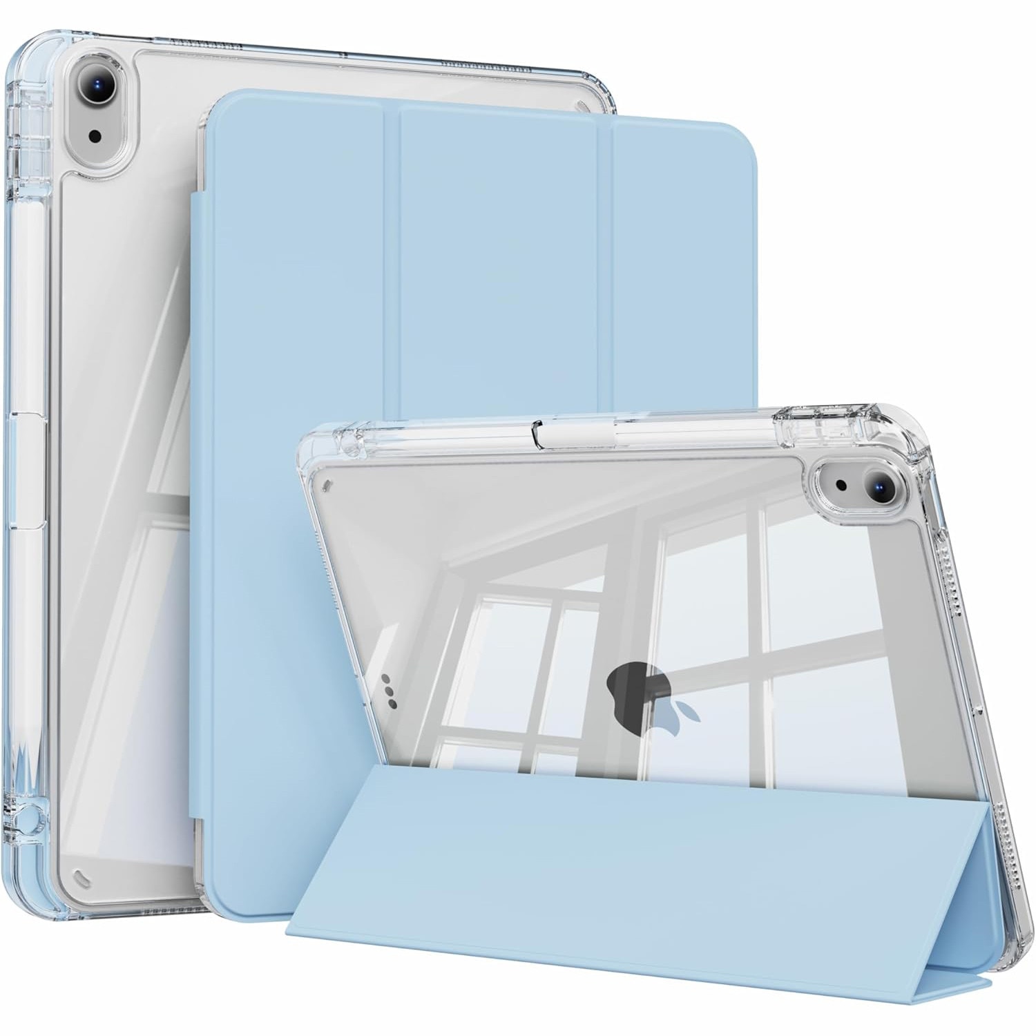 Husa iPad pentru a 10-a generatie (10,9") si a 11-a generatie A16 (11"), 2 in 1, design detasabil, spate transparent, 25x19x1,2 cm, albastru deschis