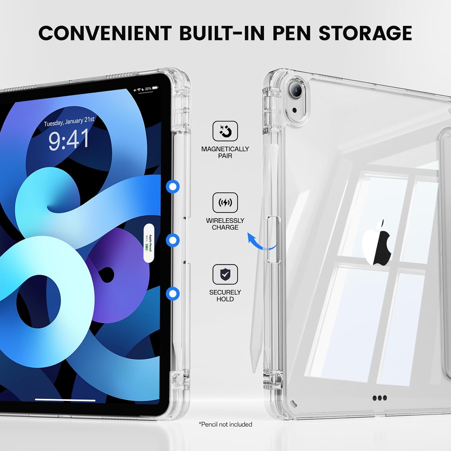 Husa iPad pentru a 10-a generatie (10,9") si a 11-a generatie A16 (11"), 2 in 1, design detasabil, spate transparent, 25x19x1,2 cm, albastru deschis