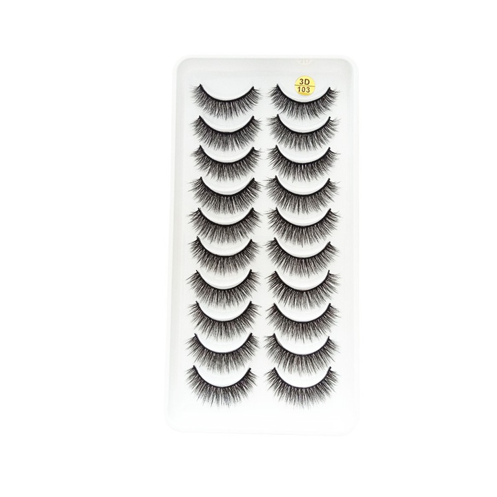 Set 10 Perechi Gene False Natural, Groase si Usoare de Purta, pentru Ocazii Speciale si Zi cu Zi, Compatibile Femei, Negru