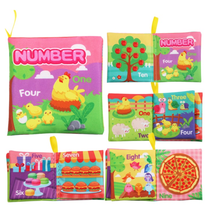 Carte educationala Montessori, din fetru, cu numere