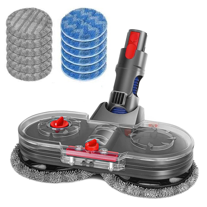 Set Spalare si Aspirare cu Cap Electric, Omelivon, pentru Dyson Aspiratorul V7 V8 V10 V11 V15, 12 Lavete Rotunde and un Rezervor de Apa Detasabil, Multicolor