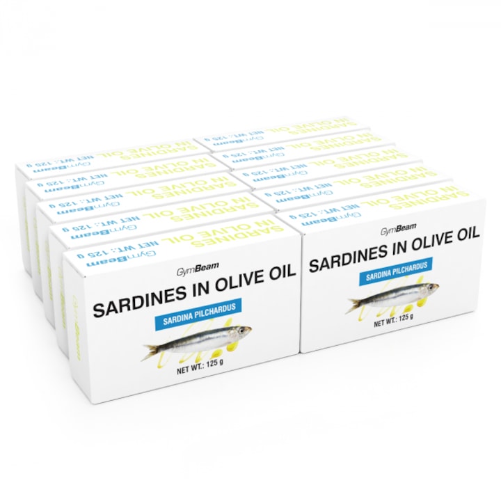 Sardine in ulei de masline - GymBeam, 10x125g