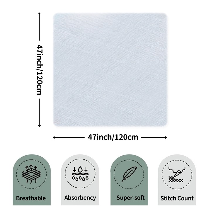 Paturi Miracle Baby pentru nou-nascuti, patura din muselina de bambus si bumbac pentru bebelusi, baieti sau fetite, 120x120cm, paturi mari de infasat pentru nou-nascuti - 47"x 47", pachet de 3，tigru