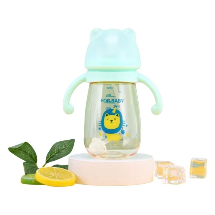 Cana cu tetina si cu manere pentru bebelusi 300ml 6luni+